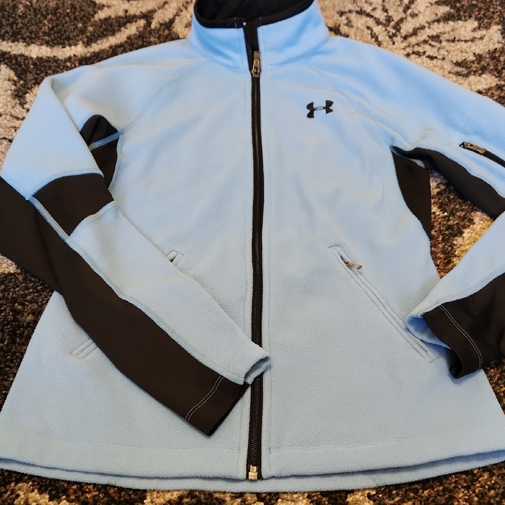 Under Armour Light Blue and Black Fleece Zip-Up Jacket